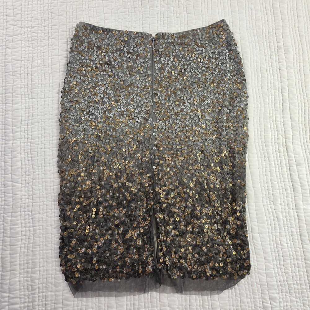 Renzo + Kai Ombre Sequin Pencil Skirt NWT Grey Silver Gold Saks Fifth Avenue Med